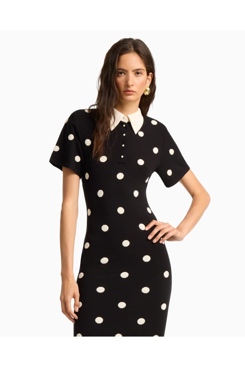 Devon polka dot midi dress in noir, Alternate, color, Black
