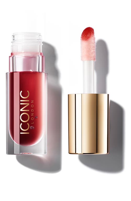 Iconic London Lustre Lip Oil In Rose Riot