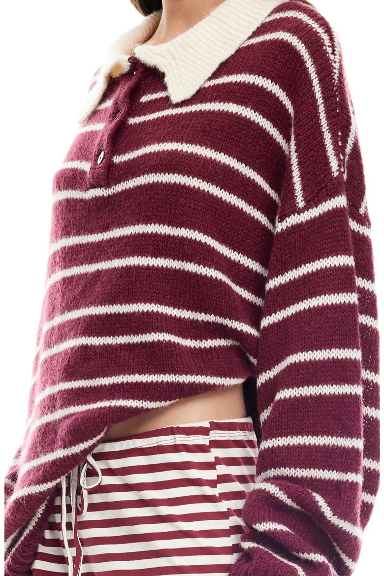Rising Sun Stripe Polo Sweater, Alternate, color, CRIMSON