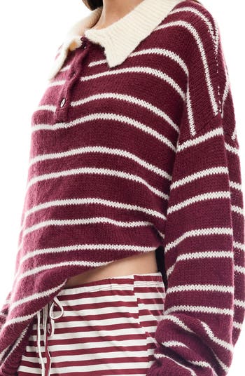 Rising Sun Stripe Polo Sweater