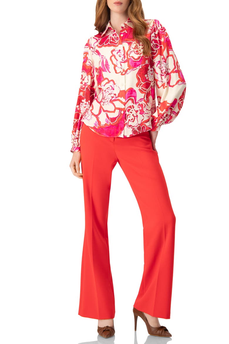 Floral Print Long Sleeve Blouse, Alternate, color, Fuchsia