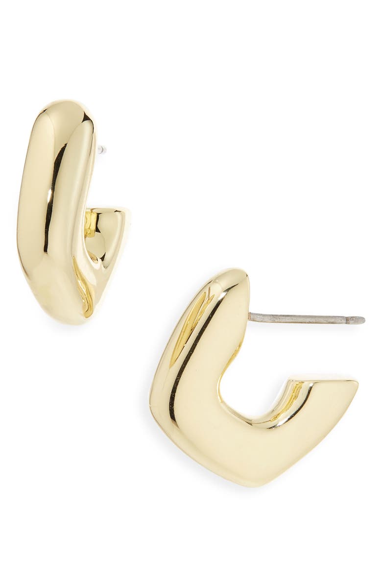 Madewell Sculptural Huggie Hoop Earrings, Main, color, Pale Gold