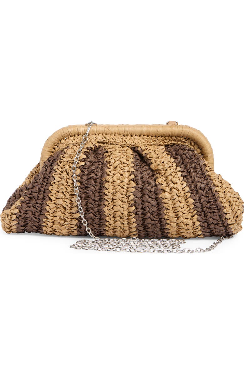 Collection XIIX Stripe Raffia Clutch, Alternate, color, Natural Brown