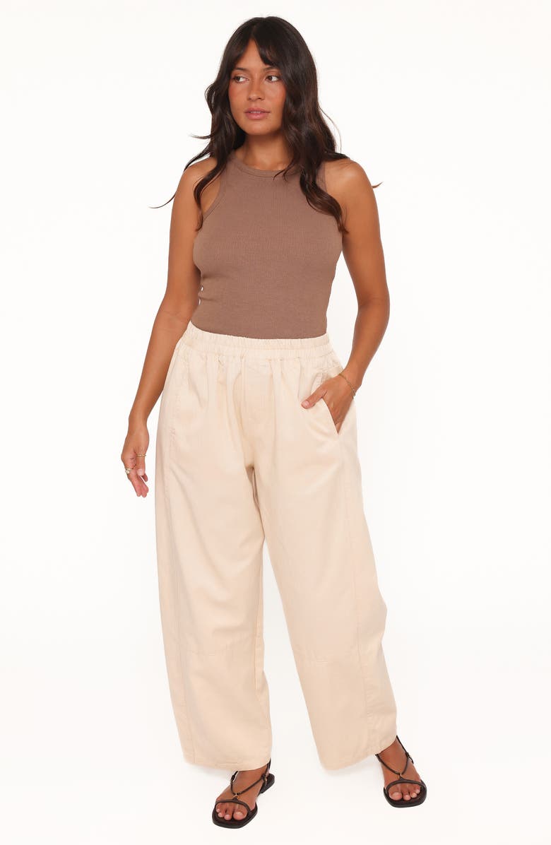 Petal & Pup Sasha Pull-On High Waist Barrel Pants, Alternate, color, Ecru
