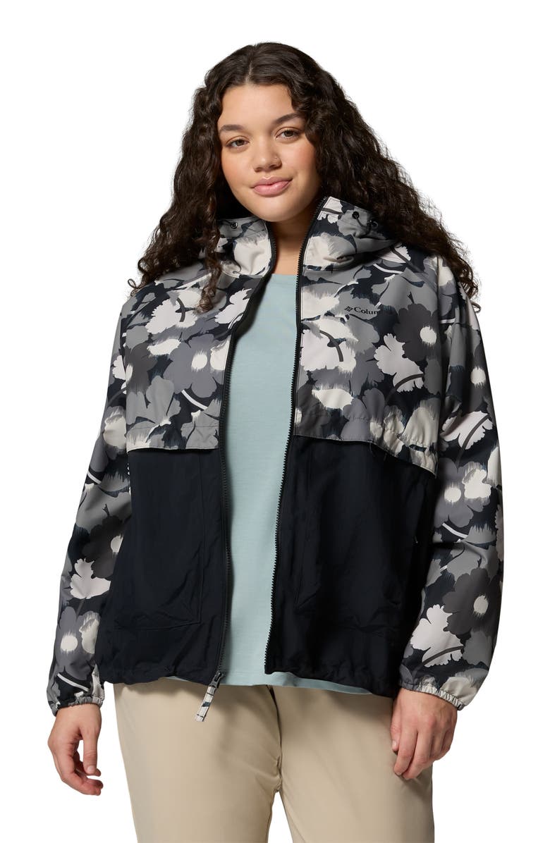 Columbia Spire Valley Print Water Repellent Windbreaker, Alternate, color, Black Ikatbloom Print/ Black