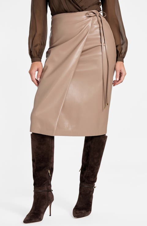 Gladys Faux Leather Wrap Skirt