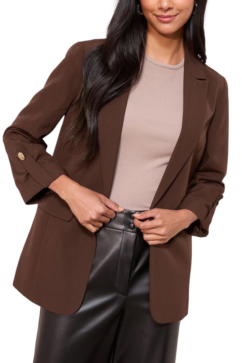Roll Sleeve Blazer, Main, color, BROWN