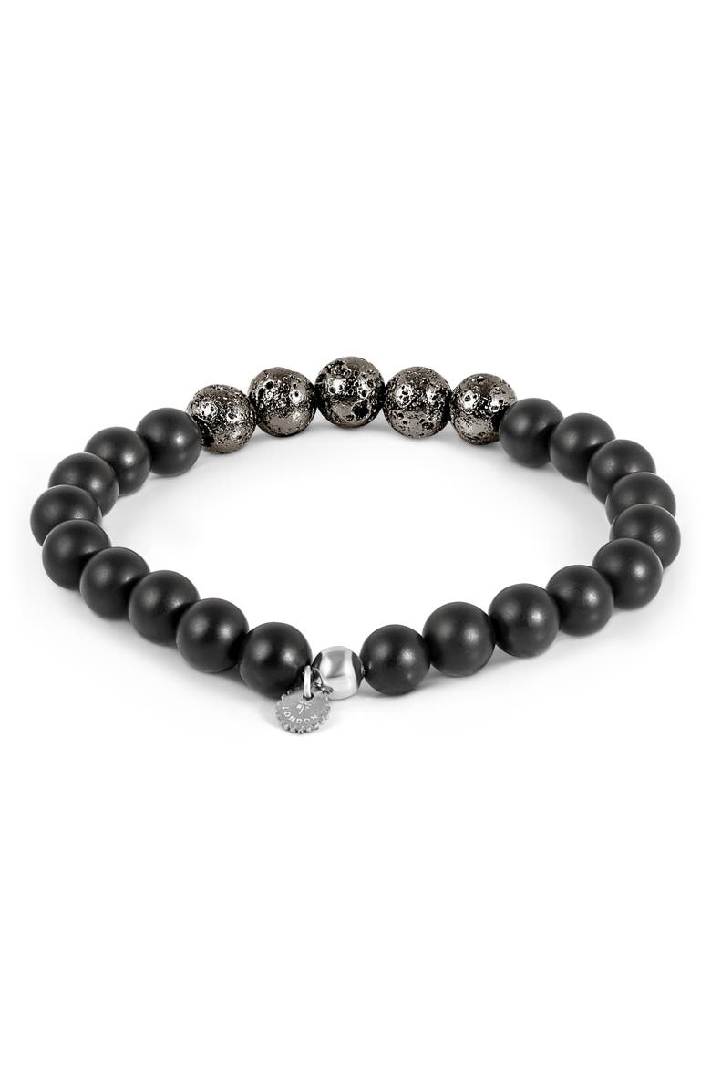 Thompson of London Men's Vesuvius Agate Beaded Stretch Bracelet, Alternate, color, 