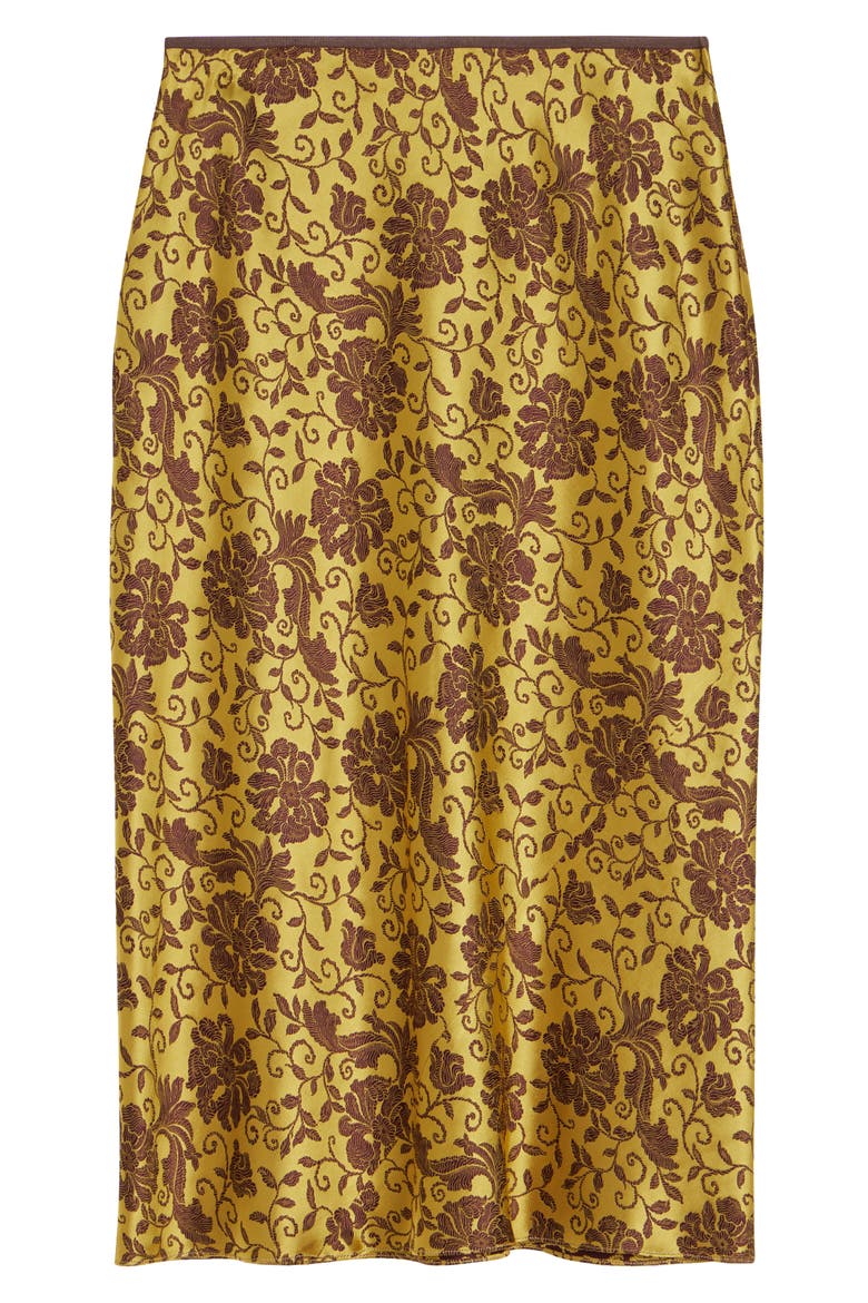 Sati Floral Satin Midi Skirt, Alternate, color, OCRA