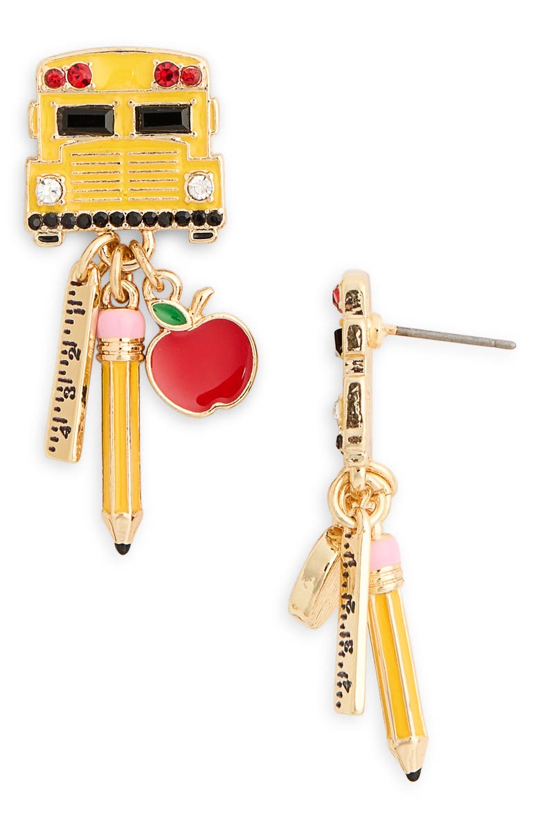 BaubleBar Back To School Bus Charm Drop Earrings, Main, color, Yellow Multi