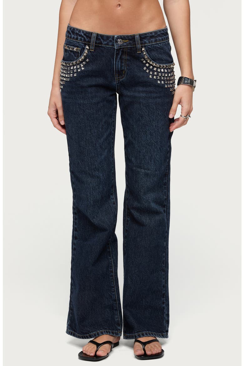 Tyler Stud Bootcut Jeans, Main, color, BLUE-WASHED