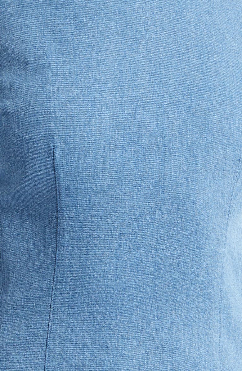 Veronica Beard Chester Floral Embroidered Denim Minidress, Alternate, color, Sea Glare