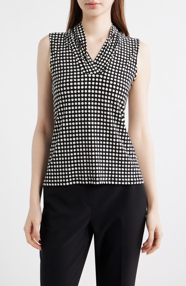 Anne Klein Triple Pleat Sleeveless Top, Main, color, Anne Black/ Anne White