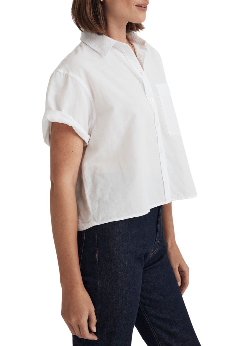 Crop Utility Button-Up Shirt, Alternate, color, EYELET WHITE