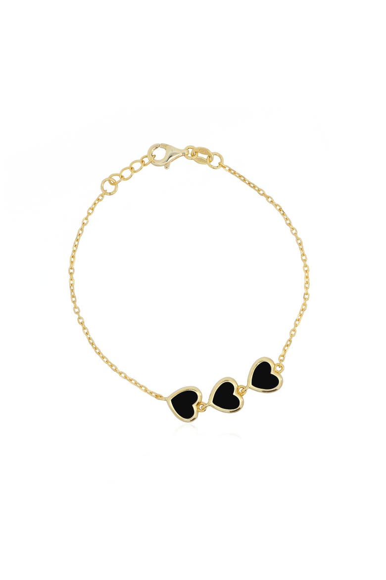 Onyx Trio Heart Bracelet, Main, color, Onyx