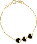 The Lovery Fine Jewelry Onyx Trio Heart Bracelet