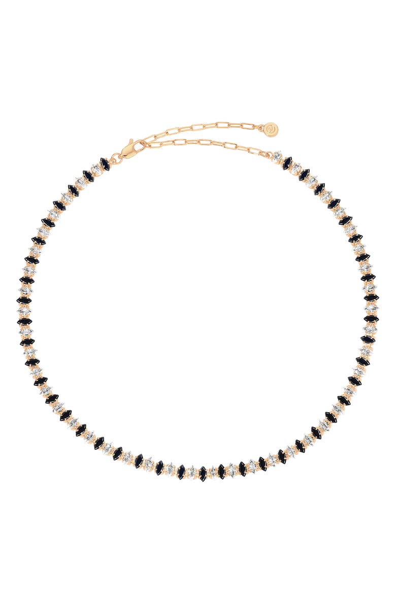 Ettika Dainty Marquise Cubic Zirconia Tennis Necklace, Main, color, Black