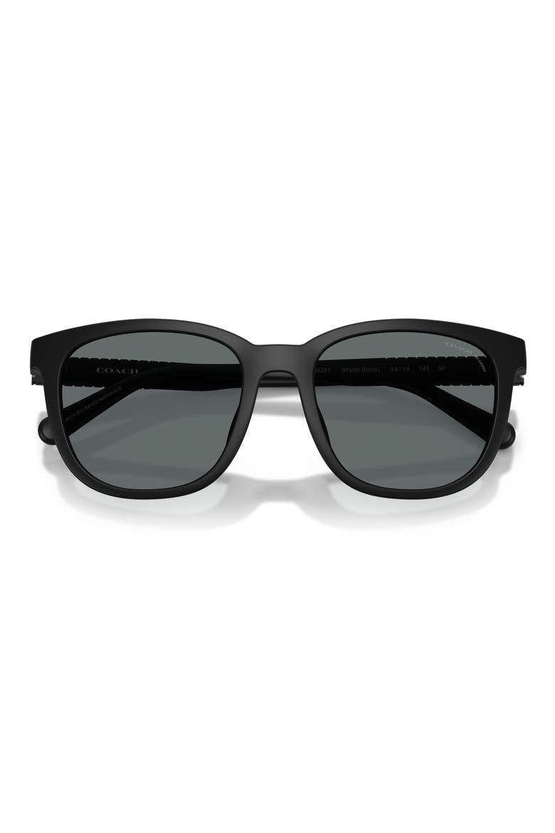 54mm Polarized Square Sunglasses, Alternate, color, MATTE BLACK / GREY SOLID POLAR