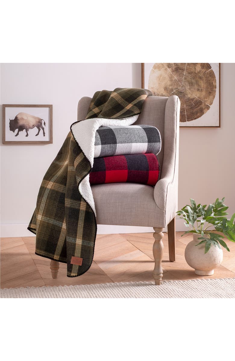 Pendleton Reversible Plaid & Faux Shearling Throw Blanket, Alternate, color,