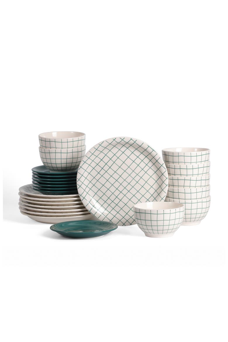 Ash Stoneware 24-Piece Dinnerware Set, Main, color, Green