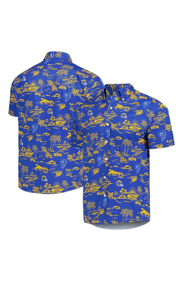 Reyn Spooner Men's Reyn Spooner Royal Los Angeles Rams Throwback Kekai Print Button-Up Shirt, Main, color, Royal