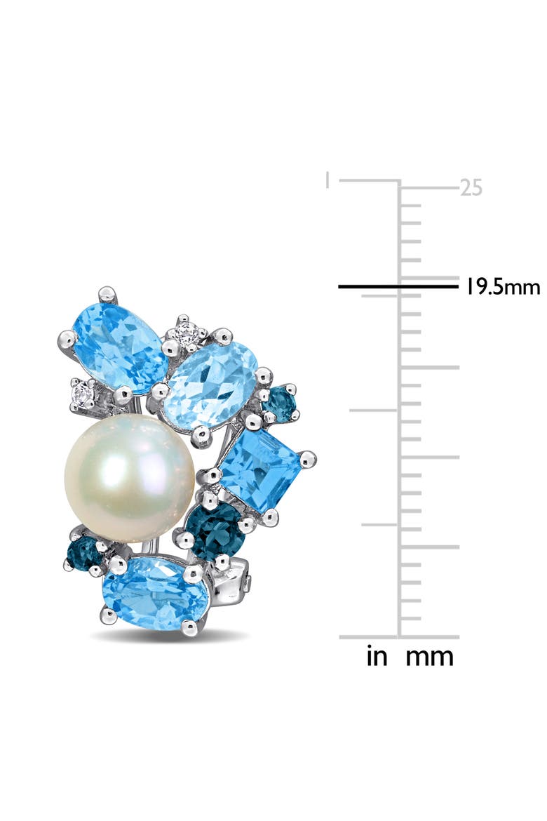 Cultured Pearl & Semiprecious Stone Cluster Earrings, Alternate, color, BLUE