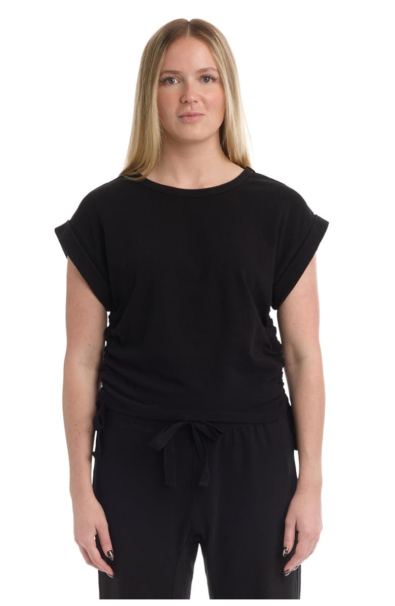 Wilt Round Neck Side Drawstrings Tee, Main, color, Black
