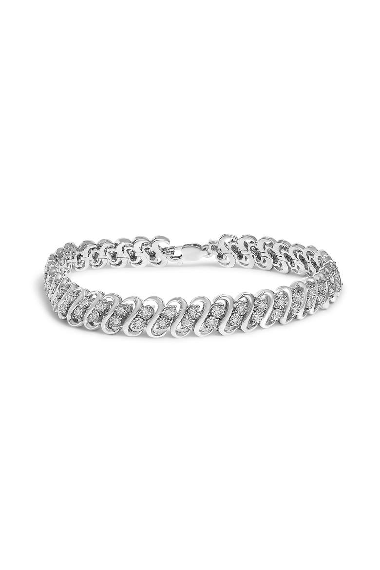 1/2 Cttw Diamond Double Row S-Link Bracelet, Main, color, White