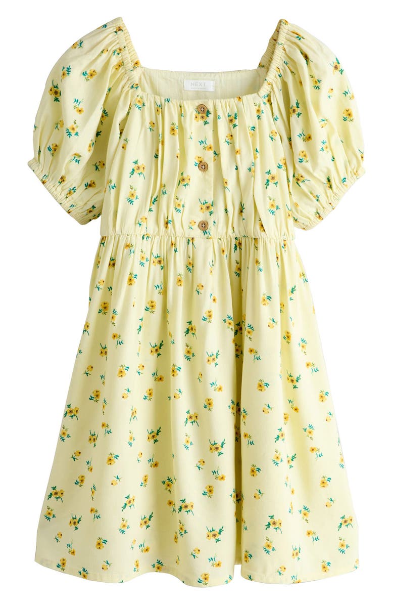 NEXT Kids' Floral Puff Sleeve Sundress, Main, color, Yellow