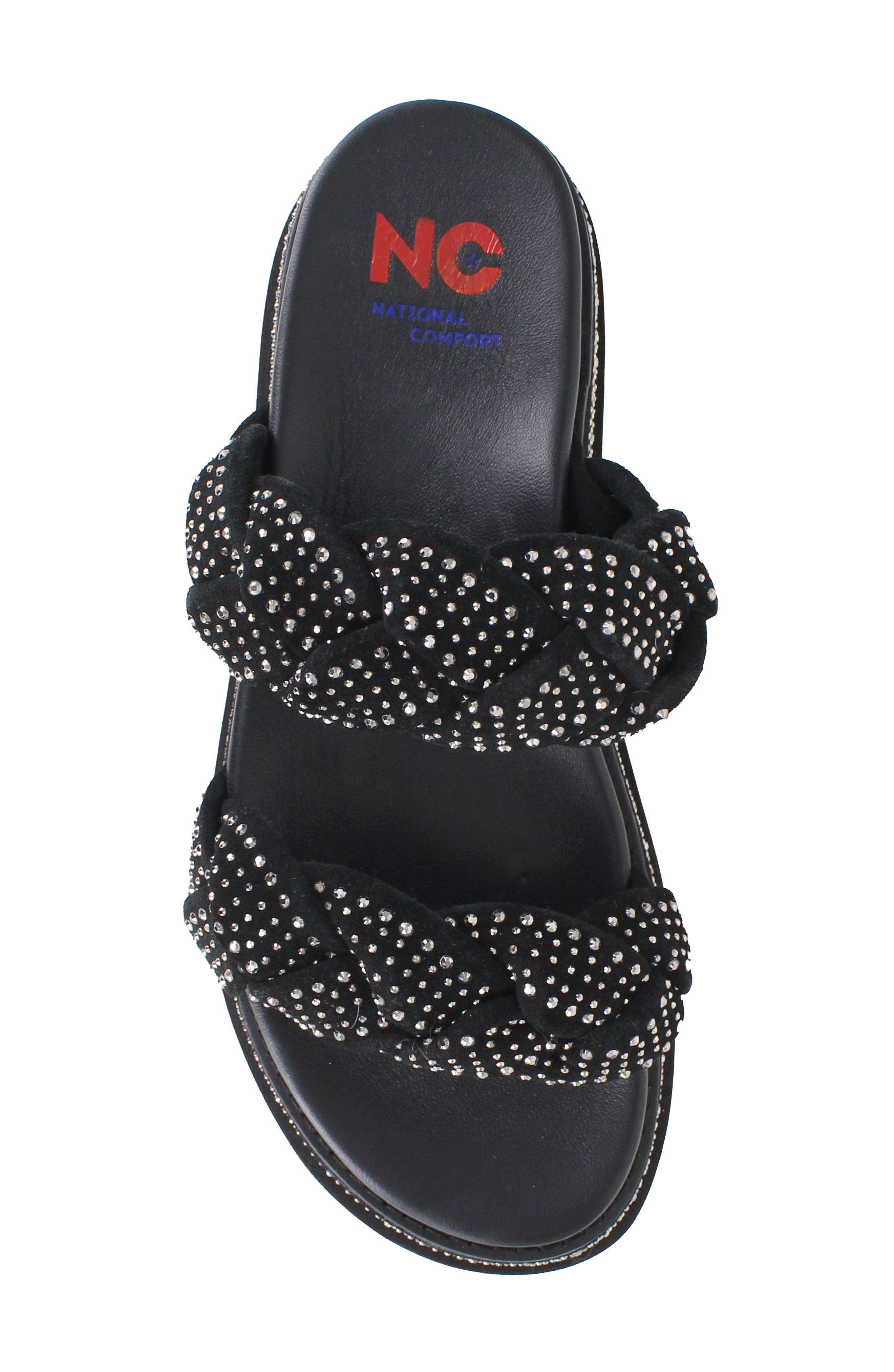 National Comfort Karena Braided Platform Slide Sandal, Alternate, color, Black Suede