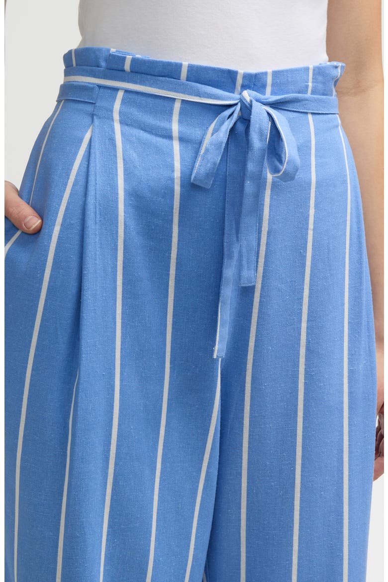 Stripe Tie Waist Paperbag Pants, Alternate, color, BLUE/ WHITE STRIPE
