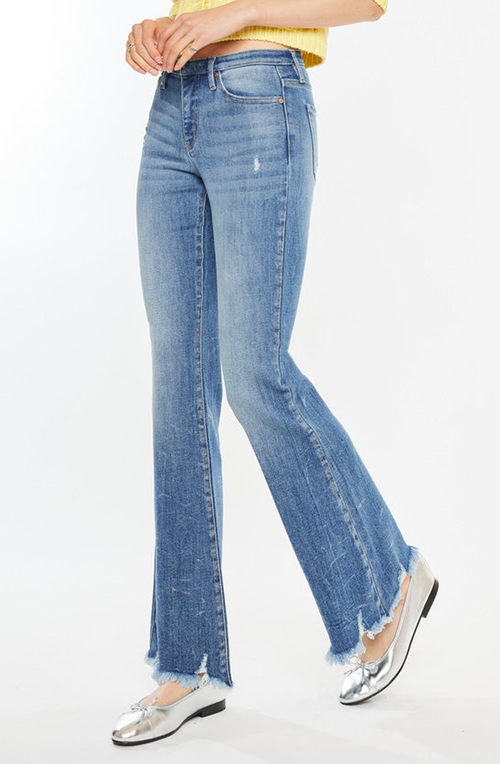 Kancan Jennie Medium Rise Wide Leg Jeans In Medium Wash