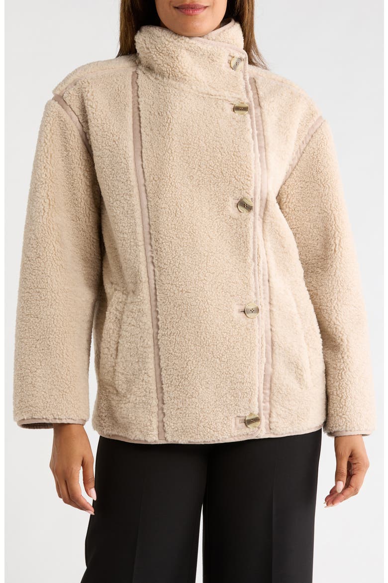 Faux Shearling Short Jacket, Main, color, TAUPE
