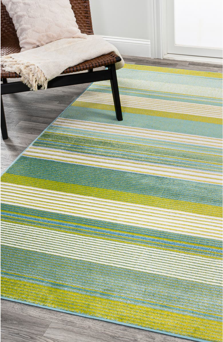 JONATHAN Y Duxbury Gradient Ticking Striped Area Rug, Alternate, color, Green/Blue