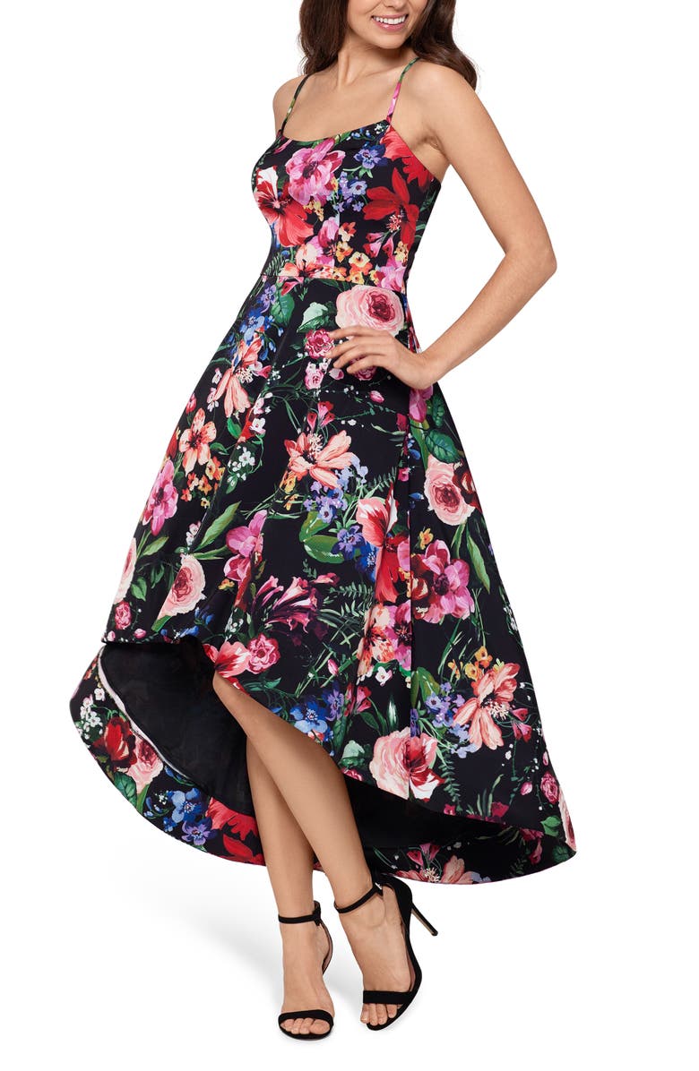 Xscape Evenings Xscape Floral High/Low Cocktail Dress, Main, color, Multi
