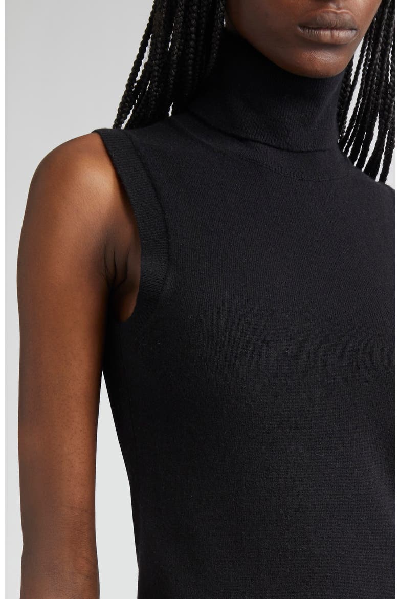 Sleeveless Cashmere Turtleneck Sweater, Alternate, color, BLACK