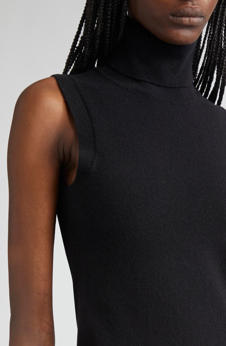 Michael Kors Collection Sleeveless Cashmere Turtleneck Sweater, Alternate, color, Black