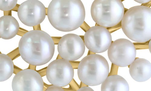 Effy 14k Gold Diamond & 2-3mm Freshwater Pearl Moon Earrings In White