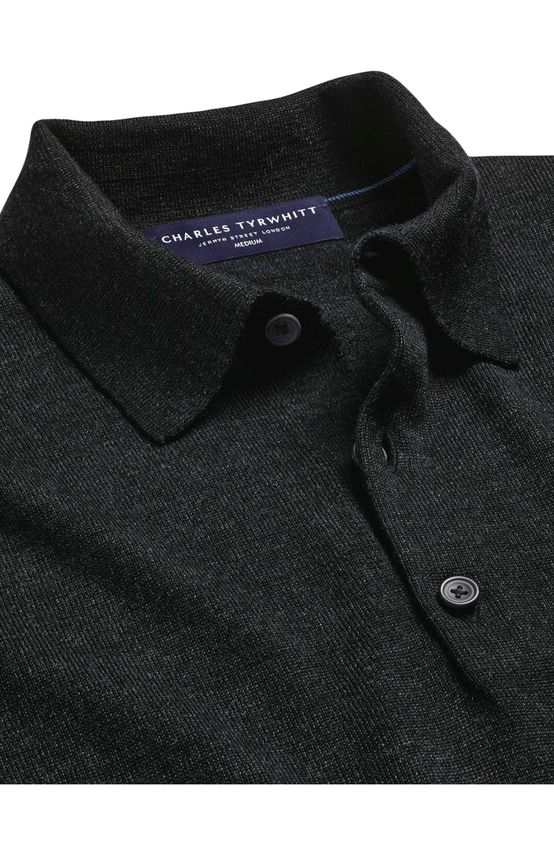 Charles Tyrwhitt Merino Polo Long Sleeve Sweater, Alternate, color, Dark Charcoal