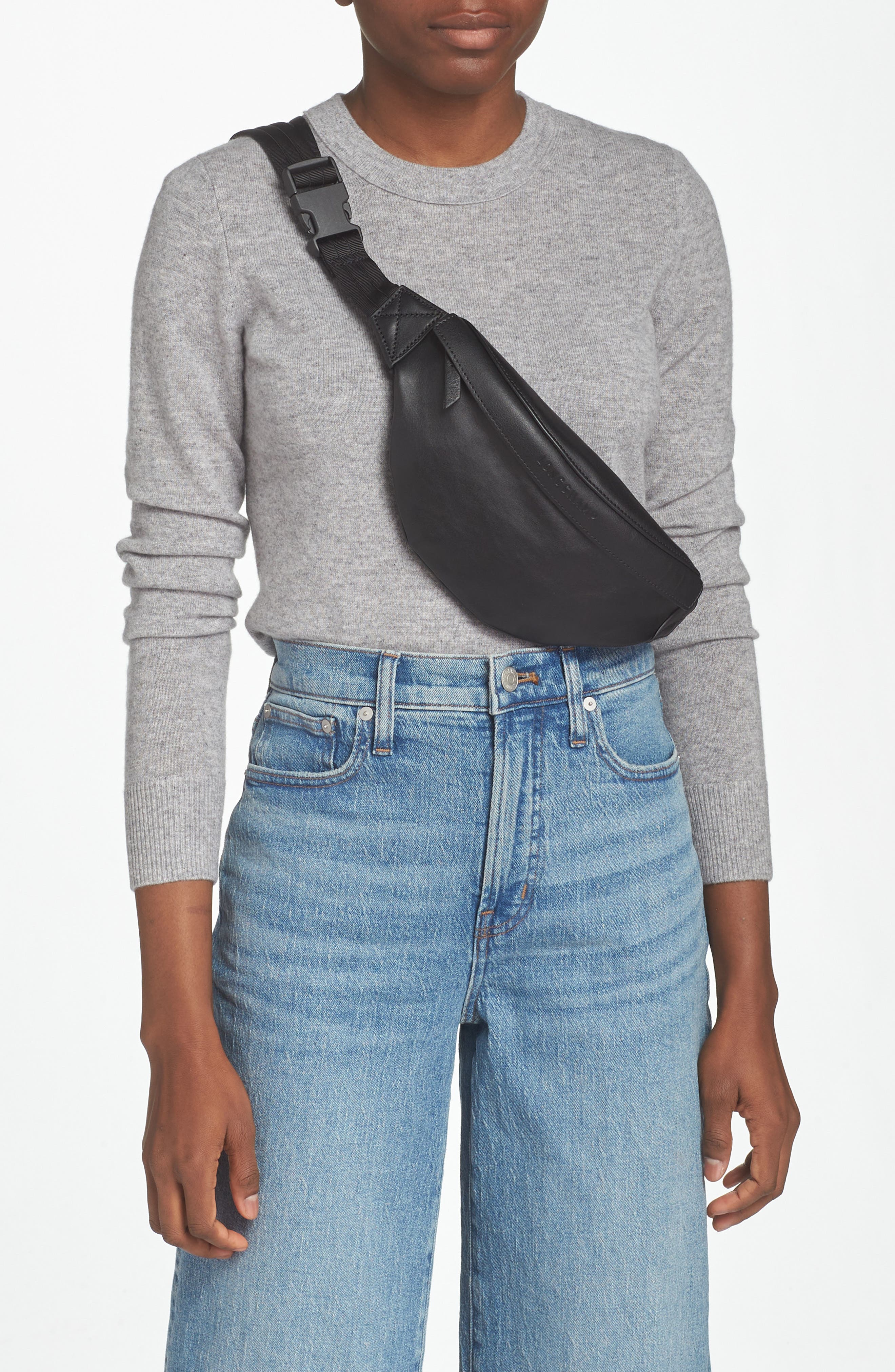 Longchamp 3D Leather Belt Bag, Alternate, color, Black