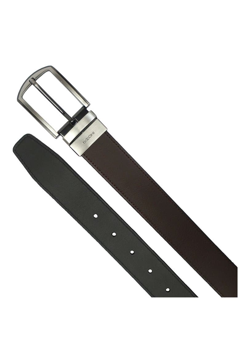 Reversible Stitched Leather Belt, Alternate, color, BROWN TO BLACK