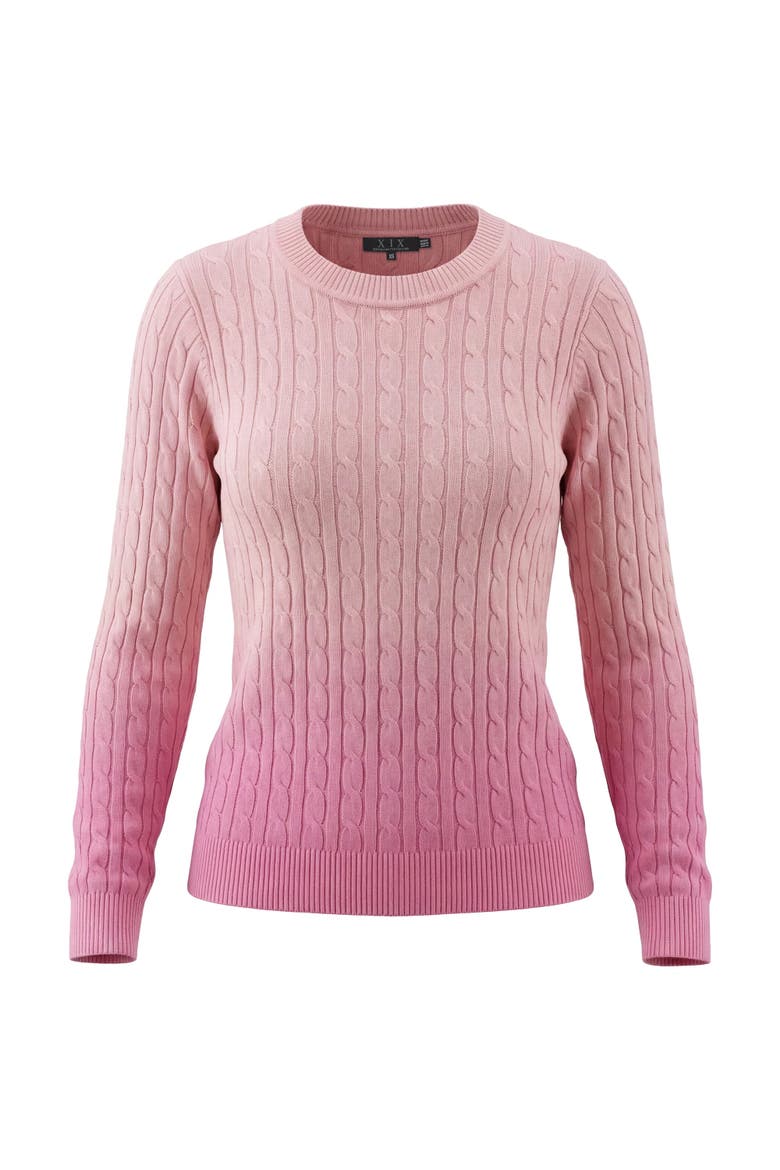 Ombre Cable Knit Long Sleeve Sweater Top, Main, color, Fresh Pink
