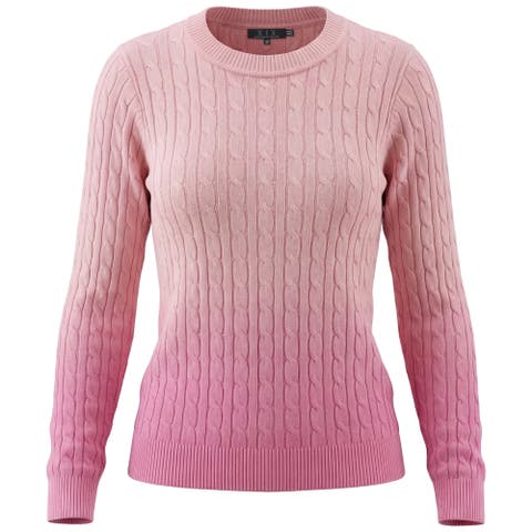Ombre Cable Knit Long Sleeve Sweater Top