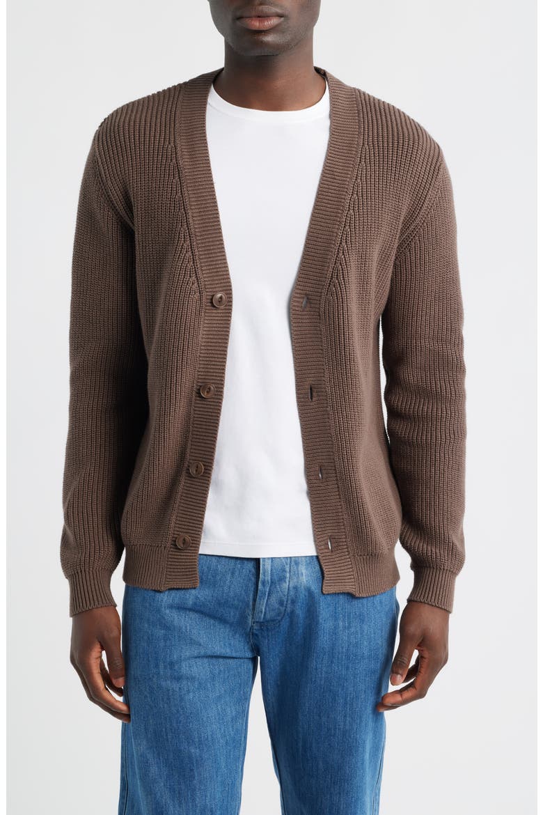 Bay Organic Cotton V-Neck Cardigan, Main, color, COFFEE