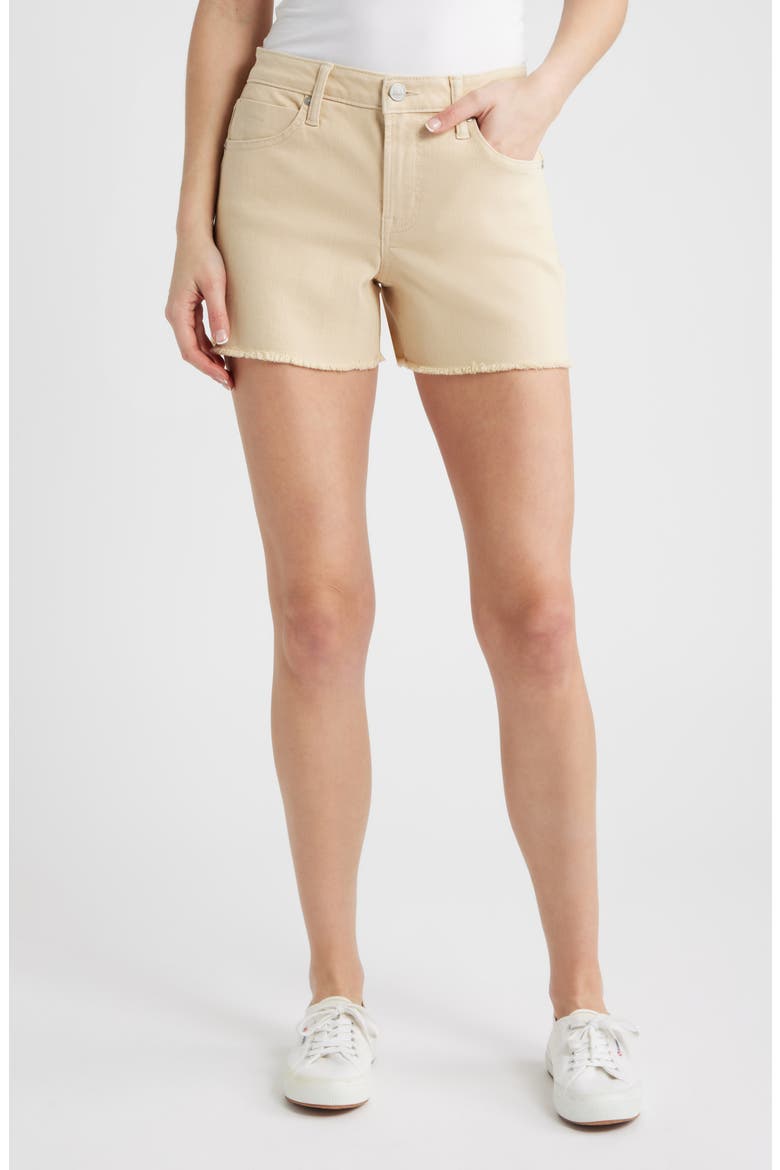 Frayed Hem Cutoff Denim Shorts, Main, color, PEARL