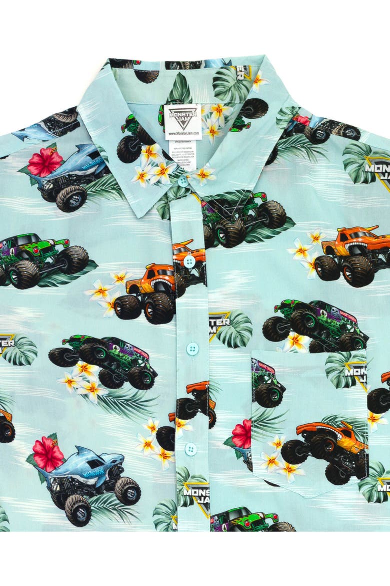 Short Sleeve Button Down Shirt, Alternate, color, Warm Grey Tropical