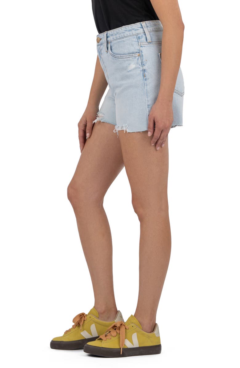 KUT from the Kloth Taylor Distressed High Waist Cutoff Denim Shorts, Alternate, color, Wisdom