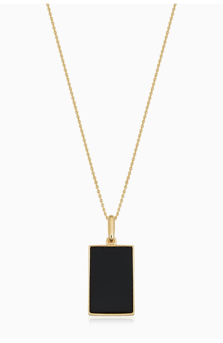 Oradina 14K Gold Tag Me Pendant Necklace, Main, color, Gold - Black Onyx
