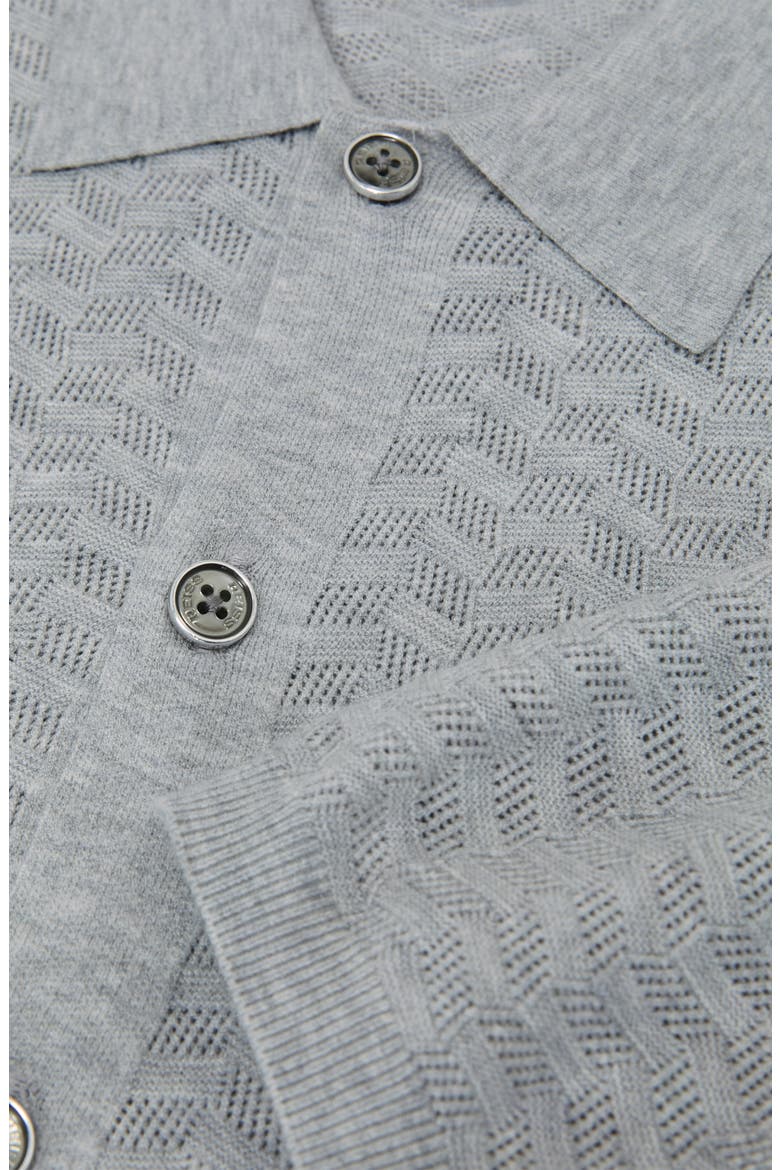 Phoenix Chevron Knit Wool Full Button Cardigan, Alternate, color, SOFT GREY