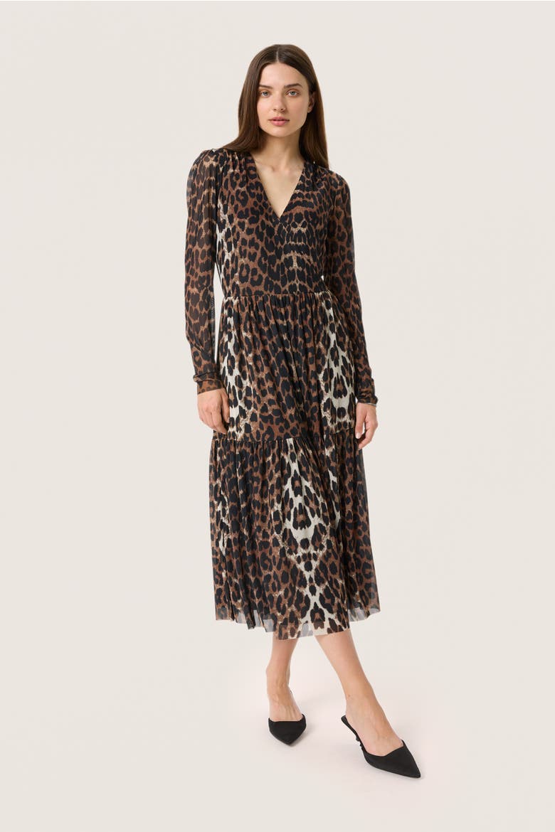 SLValdora Long Sleeves Wrap Dress, Main, color, Leopard Pattern
